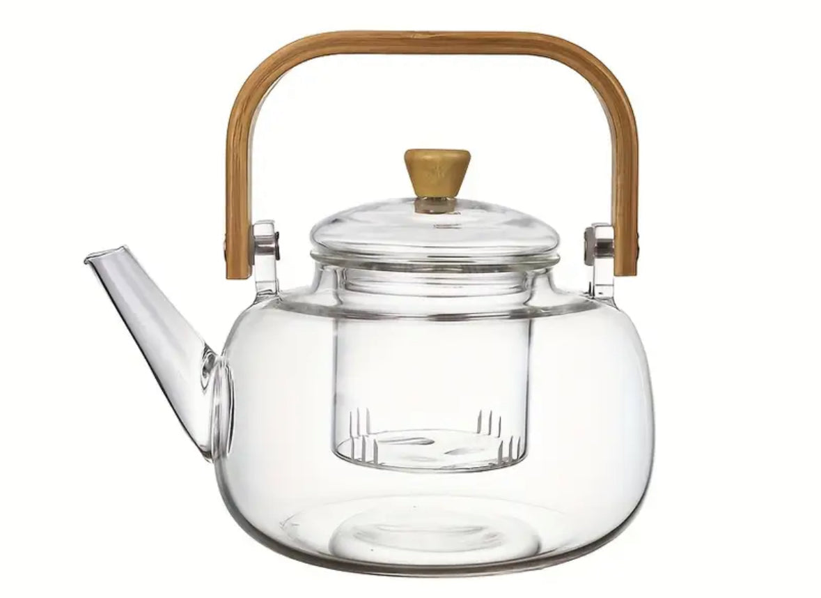 Glass Teapot + Infuser (bamboo handle)