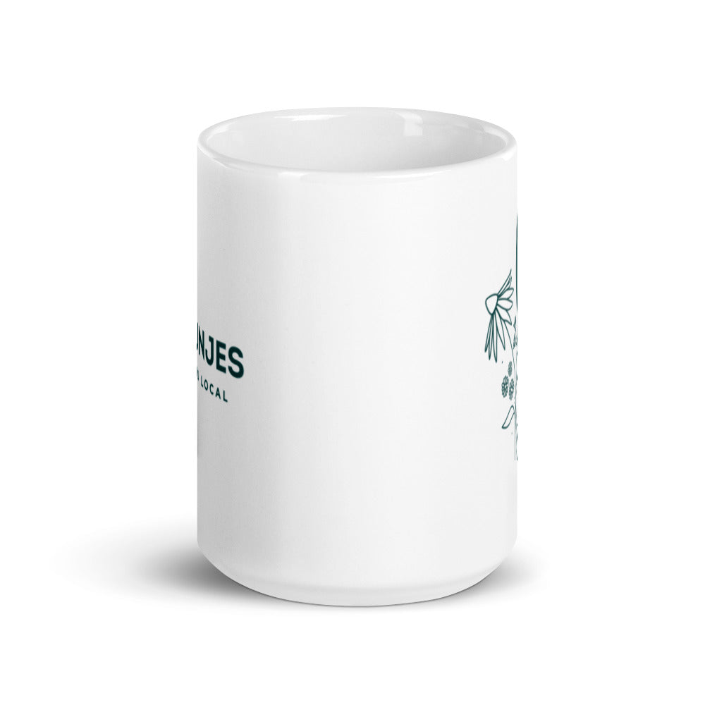Taza blanca brillante