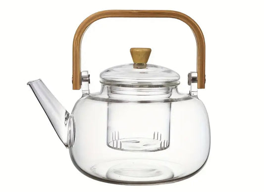 Glass Teapot + Infuser (bamboo handle)