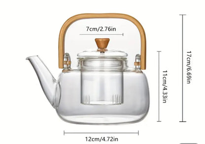 Glass Teapot + Infuser (bamboo handle)