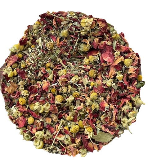 Amor de Tilia Blend de Menjunjes con linden, rose petals, lemon balm, chamomile y cardamom para la calma y el bienestar emocional