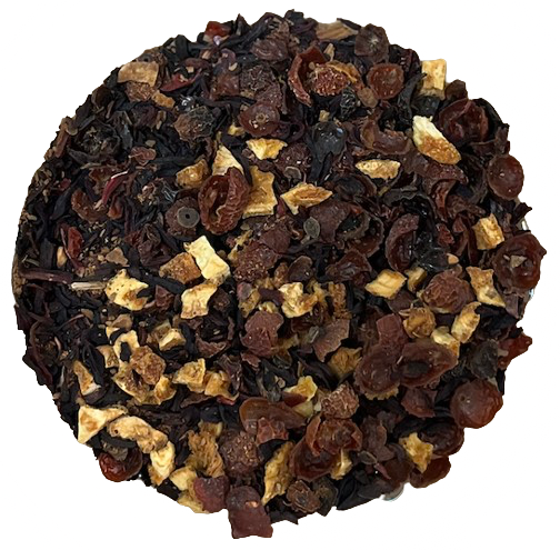 Antioxidante Blend de Menjunjes con hibiscus, rose hips, orange peel y cinnamon para apoyo antioxidante y bienestar general