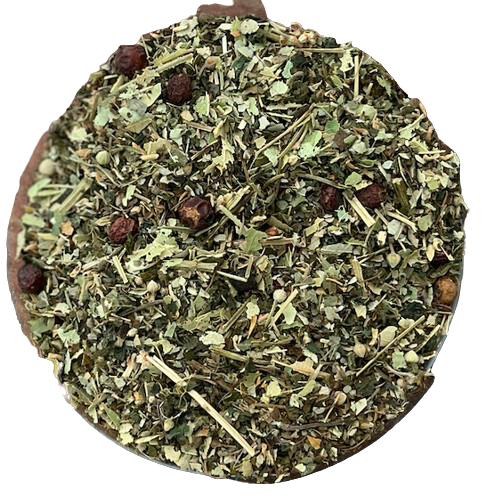 Apoyo para la Presión Blend de Menjunjes con hawthorn berries, linden, tulsi y nettle para el bienestar cardiovascular