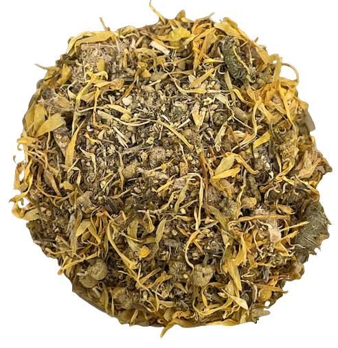 Confort Íntimo de Menjunjes con slippery elm, calendula, chamomile, elderflower y yarrow para el bienestar íntimo femenino