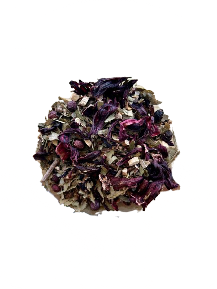Cuida tu Corazón Blend de Menjunjes con tulsi, rose petals, rose hips, cinnamon y damiana para el bienestar cardiovascular