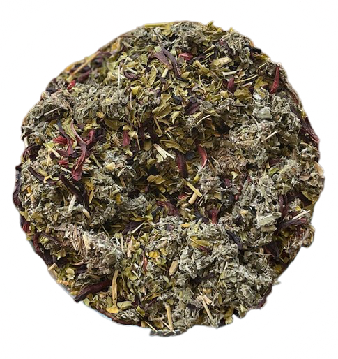 Limpia tu Energía Blend de Menjunjes con mugwort, skullcap, hibiscus y raspberry leaf para momentos de introspección y renovación